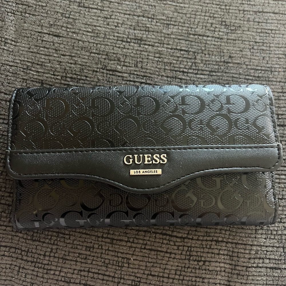 Guess Black Monogram Continental Wallet